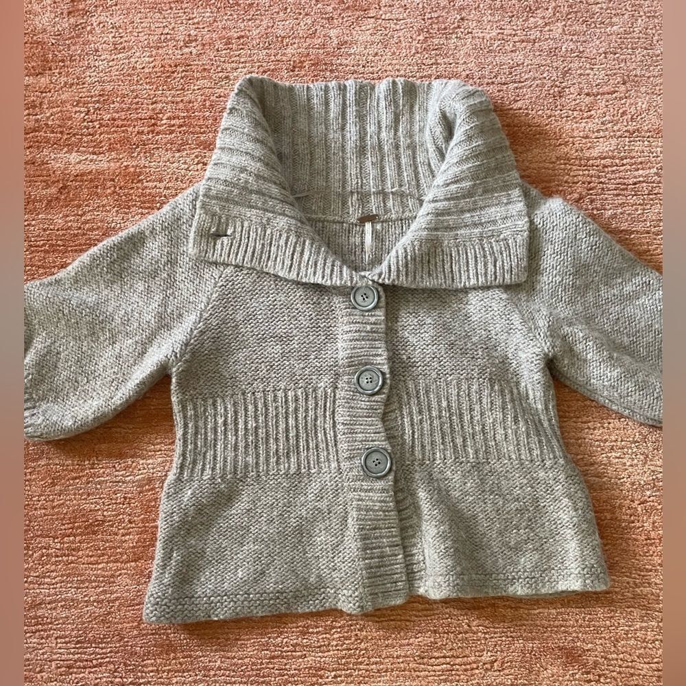 Free People Heather Gray Chunky Button-Front Cardigan
